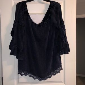 Navy off the shoulder flowy top